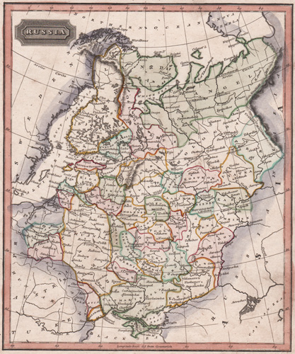 antique map of Russia and the Russian Empire